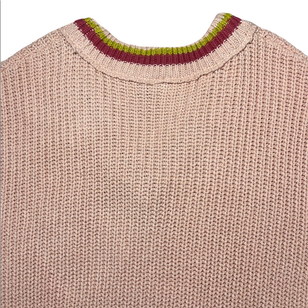 NEW Free People Slouchy Sweater Oversized Tunic Mini V-Neck Cotton Blend Pink XS - Picture 14 of 16
